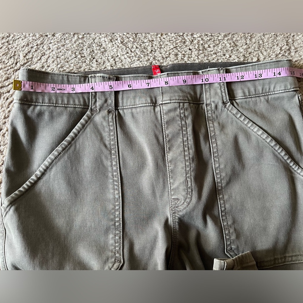 Spanx Stretch Twill Ankle Cargo Pull On Slimming Pants Sz XL in Army Green - Picture 13 of 16